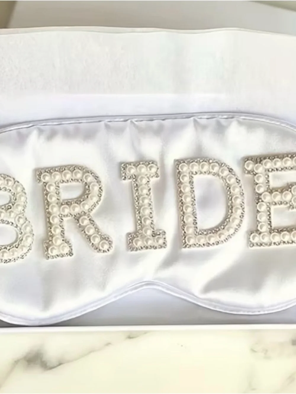 Bridal Embellished White Satin Sleep Mask - BRIDE